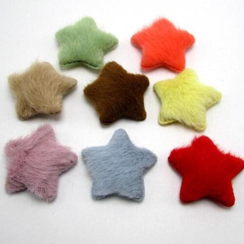 Sew on 4.6*4.6cm 20pcs/lot Mink fur leopard star Padded Patches Appliques For Clothes Sewing Supplies Decoration