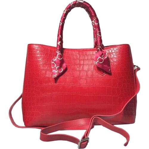 Hongsen new crocodile female handbag fashion true crocodile large capacity female handbag women crocodile bag