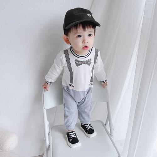 Autumn New Kids Boys Gentlemen Style Cotton Jumpsuit