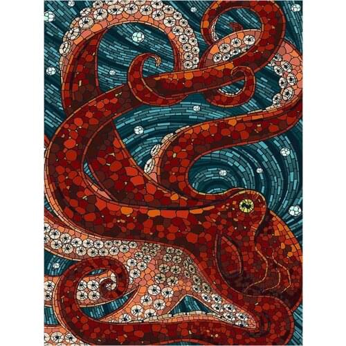 Octopus Diamond Painting Round Full Drill Nouveaute DIY Mosaic Embroidery 5D Cross Stitch Cartoon Animal Pattern