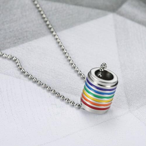 Stainless Steel Rainbow Necklace Gay Pride Necklace Colofrul Chain Necklace for Man and Women Homosexual LGBT Jewelry Wholesale