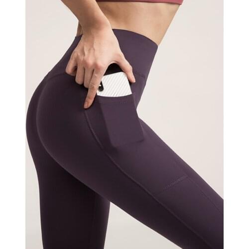 Peach Hip Fitness Pants Womens Tight High Waist Yoga Pants Pocket Double Side Sanding Sports Capris Sport Leggings Women