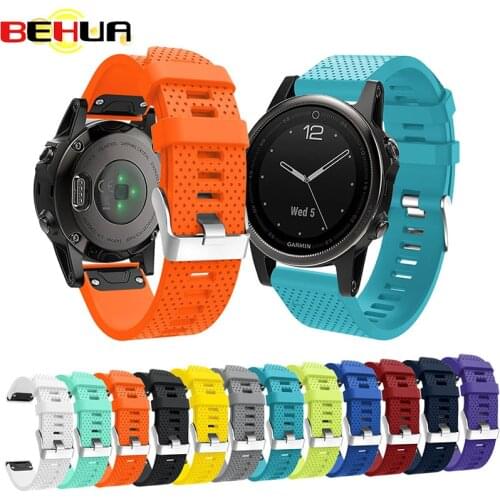 BEHUA Silicagel Soft Bracelet Strap for Garmin Fenix 5S Plus 6S Pro GPS Smartwatch Replacement Silicone 20mm Wrist Watch Band