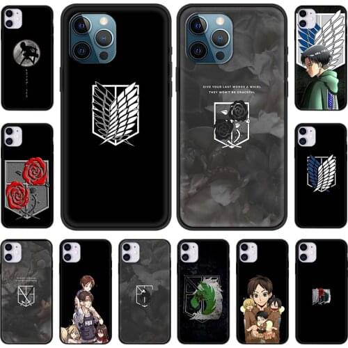 Phone Case For iPhone 12 11 Pro MAX Silicone Cover For iPhone 12 Pro 7 8 Plus SE XS XR X Back Coque Attack on Titan Anime