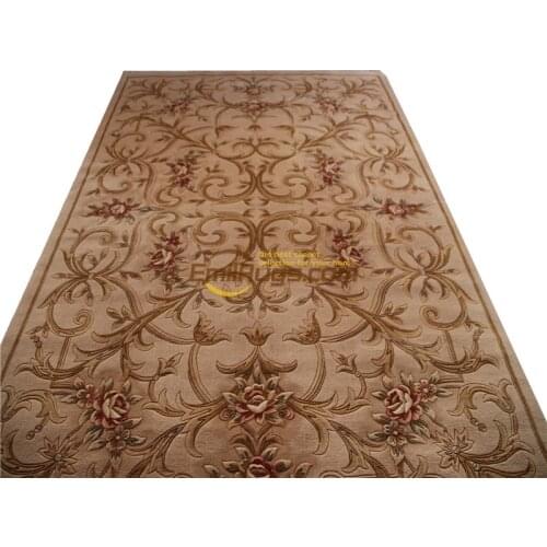 Hand-knotted Thick Plush Wool French Savonnerie Rug Thick And Plush Floral Trellis Design Savonnerie Rug Livingroom
