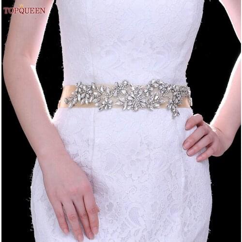 TOPQUEEN S283 Wedding Rhinestone Belt Bride Bridesmaid Sash Belt Bridal Belt Applique Handmade Rhinestone Stain Derss Belt