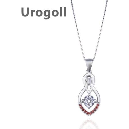 Trendy Women Pure 925 Sterling Silver Necklaces Water Drop Shape Zircon Pendant Necklaces Chain Jewelry Accessory Gift For Girl