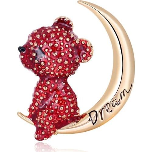 Han edition fashion and lovely moon bears animal corsage pin joker alloy drip brooch female spot wholesale