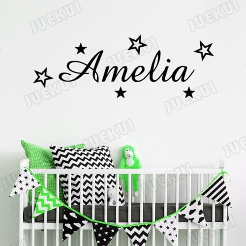 Stars Personalized Name Wall Stickers for Kids Room Nursery Art Decor Vinyl Wall Decals Children Playroom Home Murals TA82