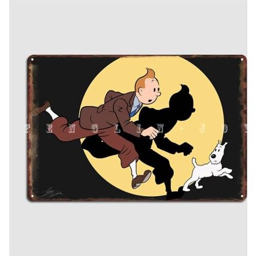 Les Aventures De Tintin Metal Plaque Poster Vintage Bar Cave Plaques Wall Pub Tin Sign Poster