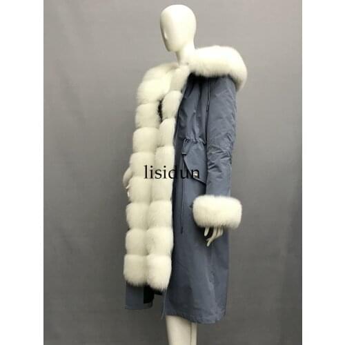 2019 Real fur coat fox parkas winter jacket coat women parka big real raccoon fur collar natural fox fur liner long outerwear