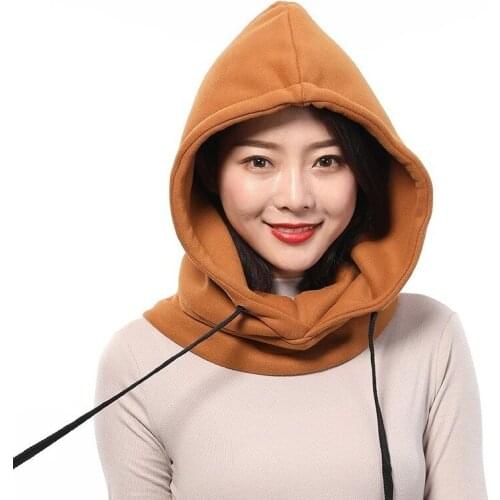 New Style Hooded Collar Detachable Drawstring Hat Thickening Women Winter Cotton Hat Women Warm Hooded Collar