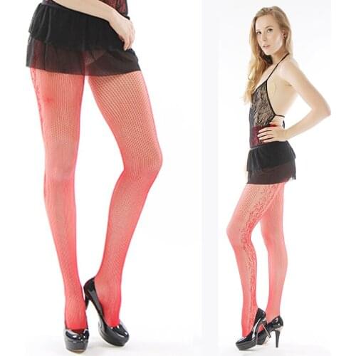 New Arrival Sexy Lady Women Fashion Lace Sunflower style Soft Tights Elastic Pantyhose Stockings Red&Black stocking 831