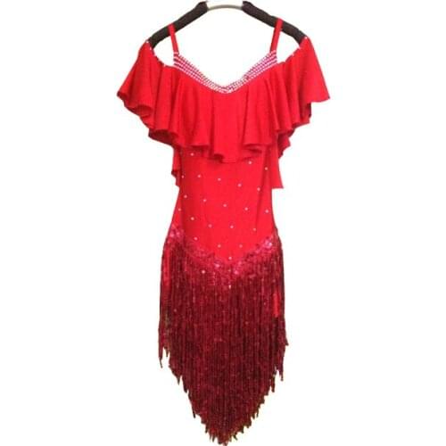 New style Latin dance costume sexy senior spandex tassel latin dance dress for women latin dance competition dresses S-4XL