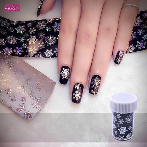 1pcs 120cm*4cm Christmas Snowflake Holographic Nail Foils Nail Art Transfer Sticker Paper Decorations
