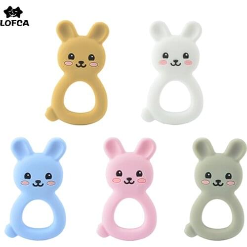 LOFCA 1pc Silicone Rabbit Teether Animal Food Grade Bunny Nursing Baby Teether For DIY Baby Toy Making Necklace Accessories