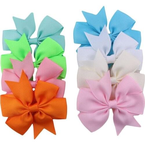 10pcs Children Ribbed Bowknot Girls Ribbon Hairpins Hair clips Colorful Barrettes Kids Bow Knot Headwear V-shaped