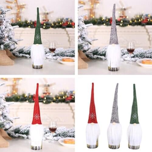 100pcs 2021 Christmas Decorations Home Christmas Wine Bottle Bag Cover Gift Champagne Holders Xmas Home Table Decor Bar supplies