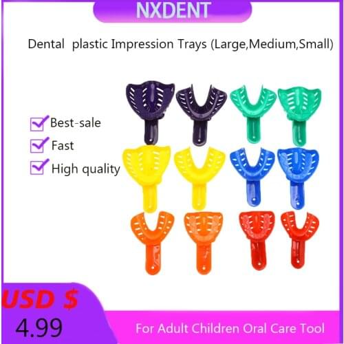 12Pcs/set Childrens and Adults Disposable Plastic Dental Impression Trays Central Supply Materials Teeth Holder Oral Care Tools