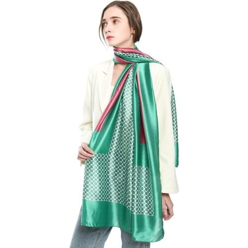 2021 Fashion Long Silk Scarf Circle and Plaid Printed Foulard Shawl Sun protective Out Door Hair Scarf Luxury Dress Neck Wrap