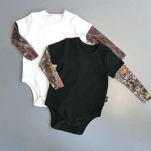 2021 Brand Cotton Jumpsuit for Newborn Baby Boys and Girls Letter Print Tattoo Jumpsuit Autumn Cotton Clothes Pajama for Newborn