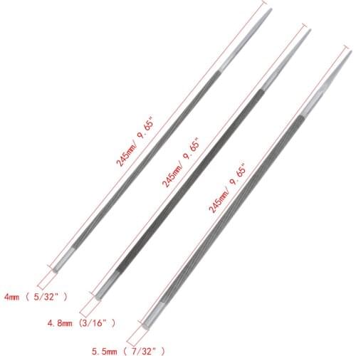 3Pcs High Carbon Steel Round Chainsaw Saw Chain Files 4mm/4.8mm/5.5mm File Length 245mm