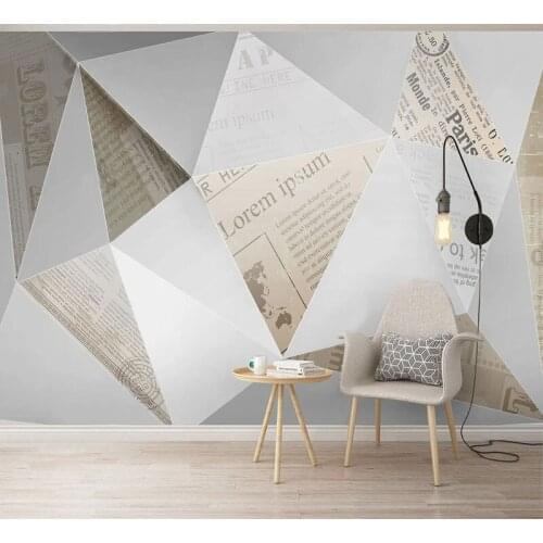 Custom 3D Wallpaper Nordic Personality Abstract Geometric Retro Newspaper Mural Living Room TV Background Wall Papel De Parede