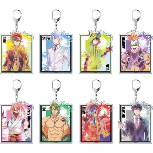 Anime SK EIGHT Kyan Reki Hasegawa Ranga Chinen Miya Cartoon Square Acrylic Keychain Pendant Bag Charm Keyring Collection Cosplay