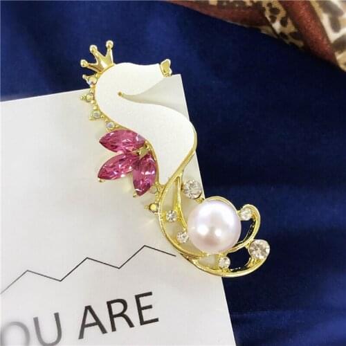 Hippocampus Brooch Pin Mountings Findings Settings Base Parts Fittings Women Accessories for Pearls Agate Jade Crystal