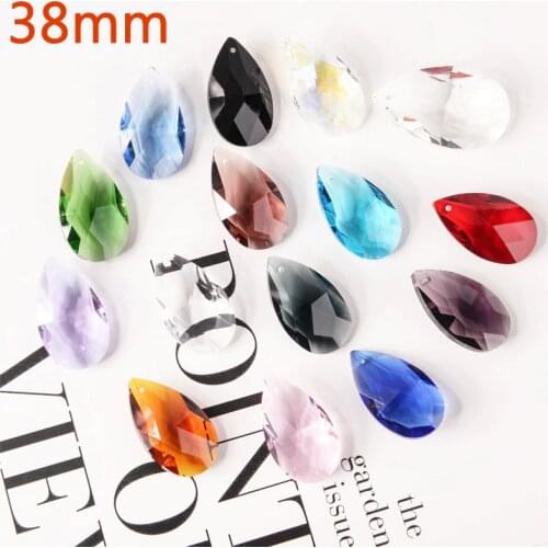Camal 20pcs 38mm 15 Colors Mesh Shaped Crystal Chandelier Hanging Pendant Prisms Lamp Part Suncatcher Curtain Party Decoration