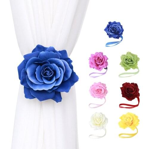 Flower Curtains Tieback Holder 1Pc Magnet+Ribbon Hot Curtains Window Decorating Buckle Curtain Holder Curtain Strap Accessories