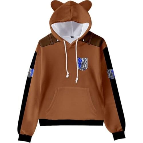 New 2 To 15 Years Kids Hoodies Attack on Titan 3d Print Cat Ears Hoody Sweatshirt Boys Girls Casual Jacket Tops Children Clothes