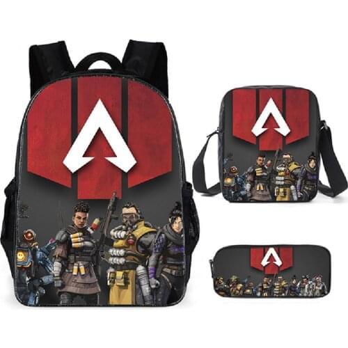 Children Primary School Bags for Teenagers APEX Legends Pattern Backpack Kids 3pcs/set Schoolbags Satchel