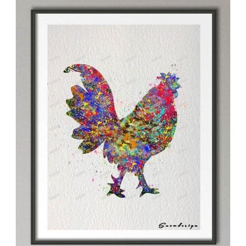 DIY Rikivity Chicken canvas painting Birds wall art poster print Pictures living room Decor wall hanging sticker gift