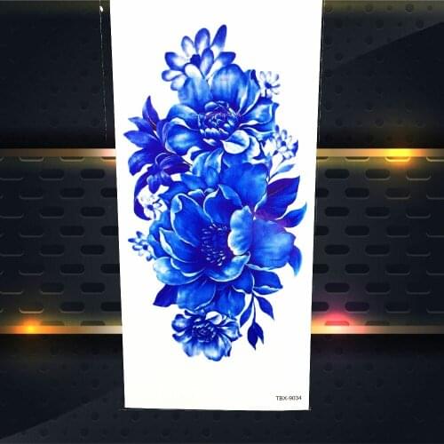 25 Style Design Women Henna Flower Blossom Blue Sweatpea Temporay Tattoo Sticker Body Arm Legs Art Painitng Tattoo Summer Style
