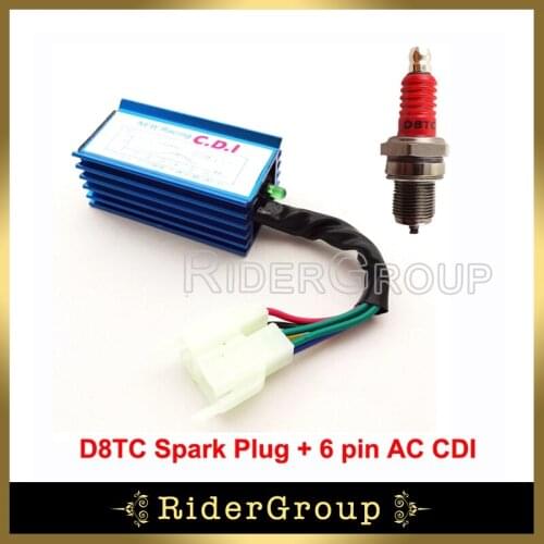 Pit Dirt Motor Bike ATV Quad 6 Pin AC Ignition CDI Box D8TC Spark Plug For CG 125cc 150cc 200cc 250cc Engine