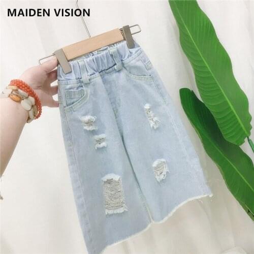 Kids girls Jeans Fashion Loose Clothes fashion summer 7 points pants Denim Clothing Children Baby girl Casual Ripped jeans 1-6Y
