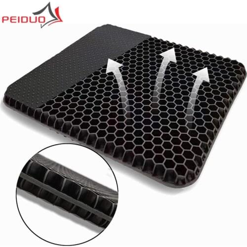 PEIDUO Gel Seat Cushion Black Enhanced Double Non-Slip Seat Cushion for The Car or Office Chair Sciatica & Back Pain Relief