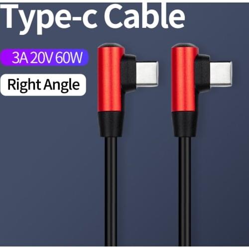 90 Degree Right Angle Type-c Wire Type c to Type c Male to Male Interface Double type-c Cables For Mobile Phone Tablet Laptop