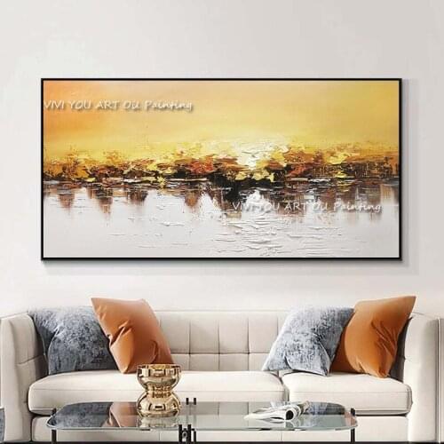 Artist handmade the sunset grandeur Elegant Abstract Painting Large Gold Painting Texture Art oil Painting For Home rridor decor