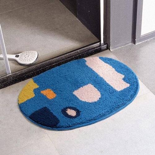 Fluffy Oval Bathroom Rug Floral Entrance Carpet Area Floor Pad Tub Side Mats Nordic Doormat Aesthetic Home Room Decor 40x60cm