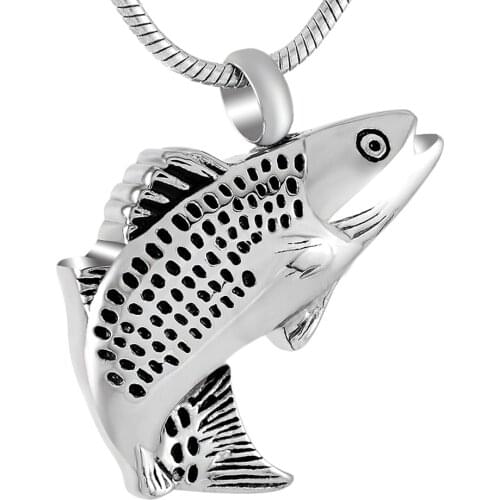 Fashion IJD9236 316L Stainless Steel Fish Cremation Pendant Keepsake Jewelry For Pet Memorial Urn Ashes Necklace Wholesale