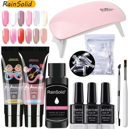 Poly UV Gel Nail Kit LED Nail Lamp For Manicure Set Gel Nail Extension Builder Set 24 Color Acrylic Gel Polish Nail Art Design