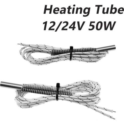 Mendel Heating Tube Reprap 12V 24V 50W Ceramic Cartridge Heater for HotEnd J-Head 6*20mm 3D Printer Parts 1M 2M for 1PCS