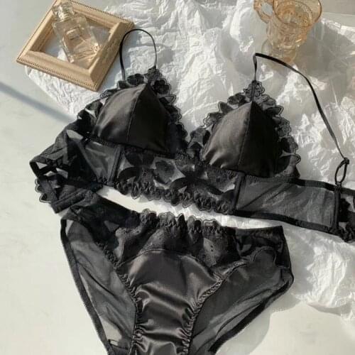 Underwear Vintage Mesh Rimless Bra Set Sexy Leopard Thin Triangle Cup Underwear Bra Lace Sexy Lingerie Sexy Bra and Panty Sets