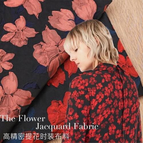 New arrival brocade polyester jacquard Embossed lily fabric for felt patchwork sewing DIY women dress tissue bag cloth