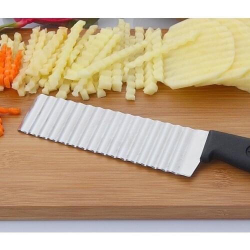 French Fries Knife Serrated Blade Stainless Steel Knife Vegetable and Fruit Wave Knife Slicer Chopper Kitchen Accessories