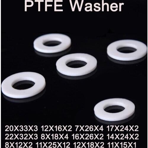 20Pieces Flat Washer F4 PTFE Gasket Fire-resistant Gasket Bellows Sealing Ring Washers 20X33X3 12X16X2 7X26X4 17X24X2 22X32X3