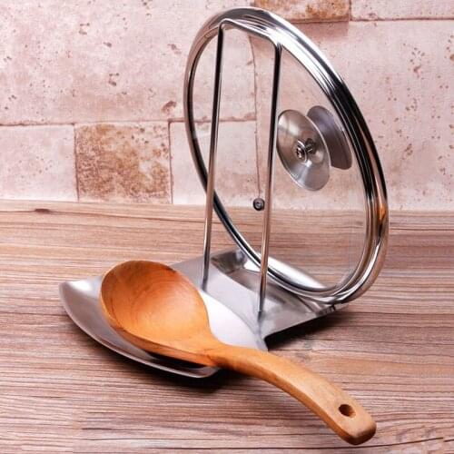 Stainless Steel Pot Lid Stand Rack Sponge Spoon Holder Storage Rack Kitchen Organizer Pan Pot Cover Racks