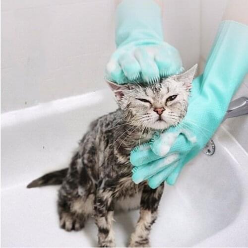 Take A Bath For Dog With A Floating Fur GloveBrush And Cat Massage Pet Hair Deshedding Brush Comb Pet Kitten Cleaning